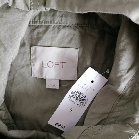 Loft Women's Green Button Front Draw String Hooded Neck Outwear Size S New - Picture 5 of 6